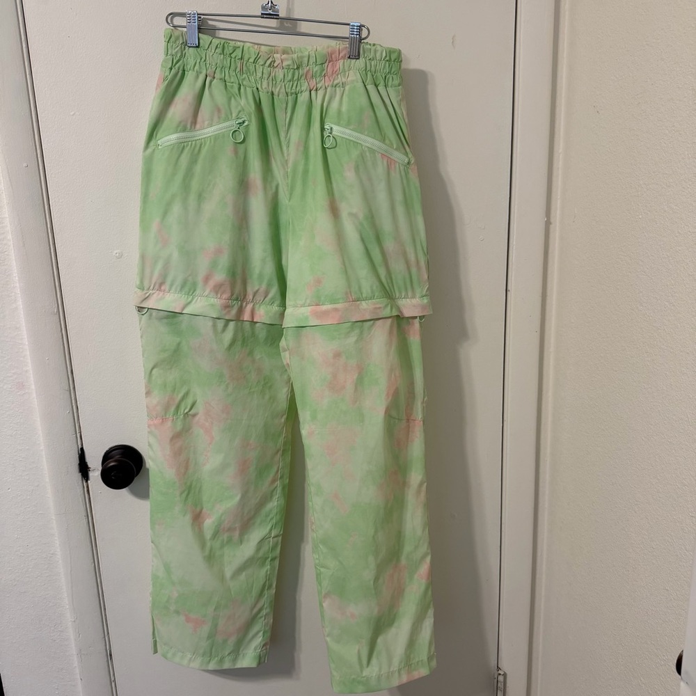 Fabletics Kalani Convertible Track Pants Green and Pink Tie-Dye Size Medium